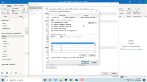 how to turn on autocorrect in outlook 365|Setting AutoCorrect Options .